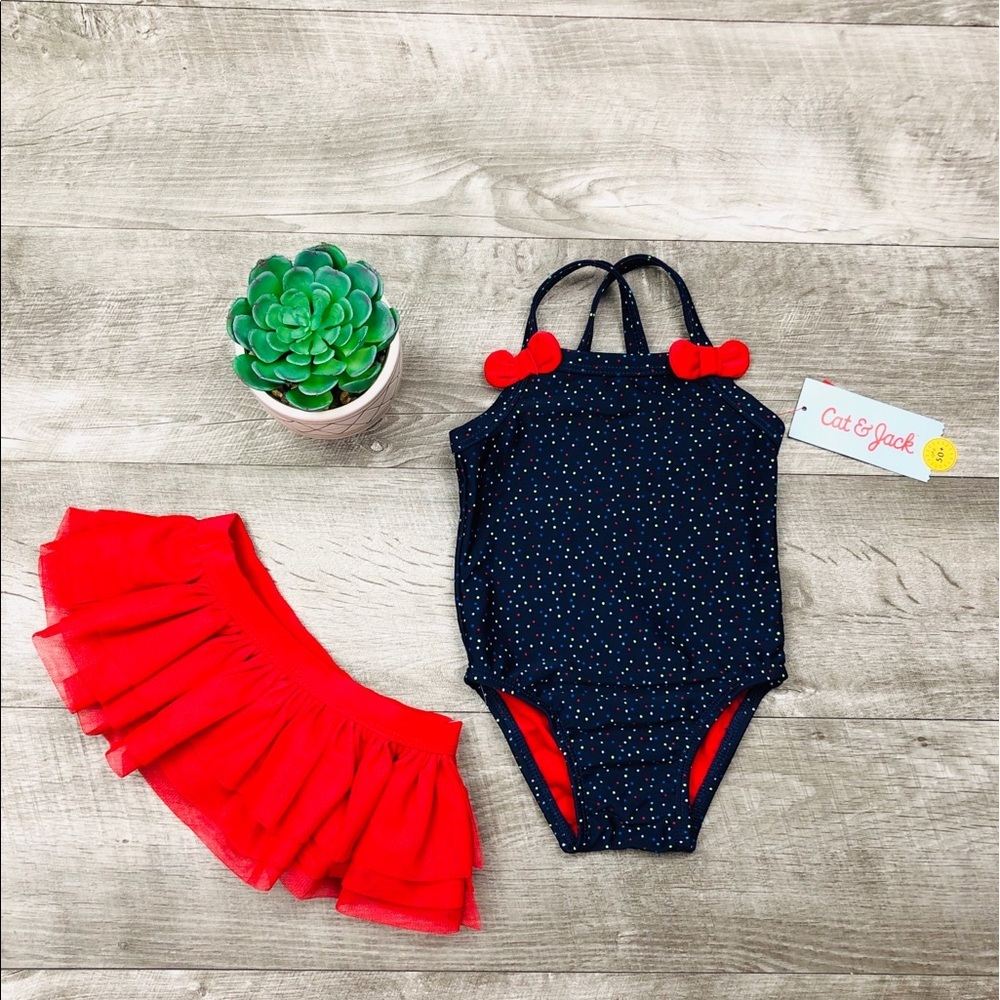 NWT CAT AND JACK BABY TODDLER SWIMSUIT SET TUTU
